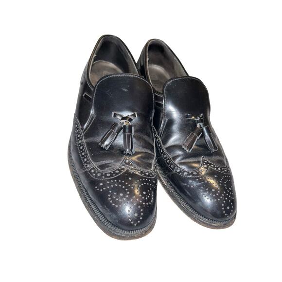 DEXTER USA Mens Black Leather Loafers Slip-On Tassels Wingtip Shoes SIZE‎ 8.5M - Picture 3 of 14